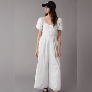 AE Poplin Puff Sleeve Wide-Leg Jumpsuit BNWOT SIZE L